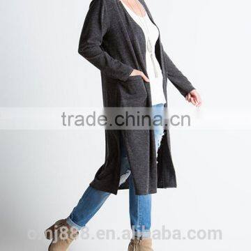 Wholesale Women Black Plus Size Side Slit Open Duster photo-2