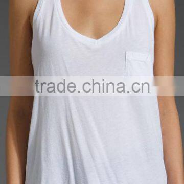 Light Jersey White Pocket Tank Top photo-2
