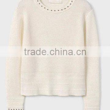 Women's Latest Design Round Collar Long Sleeve Cashmere Sweater With Wholelsale Price photo-4