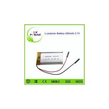 602040 3.7v 400mah lithium polymer battery