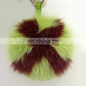 Fur Pom Pom Keychain Whole Fox Fur Accessory Alphabet Bag Charm photo-4