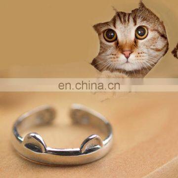 Latest design Open Dainty cute cat Ring in silver valentine for girl with gift box