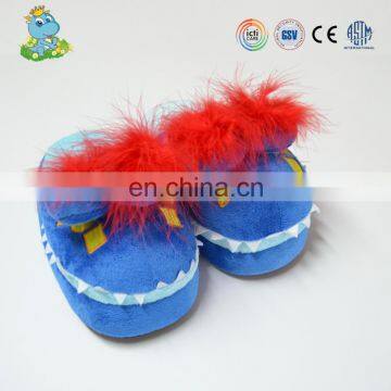 New design fluffy plush carton style big eyes baby warm winter indoor slippers