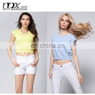 Sleeveless woolen sweater designs for ladies woolen top sexi women hot crop top