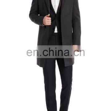 Virgin twill Wool and Leather Jacke long coat