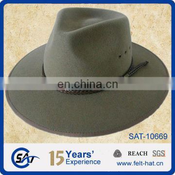 Fedora hat with Braided trim,100% Australian wool felt