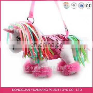 Colorful unicorn plush toy bag for 5 years old kids