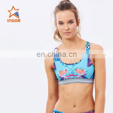 colorful flowers printing top high impact breast protect running yoga ladies women bra with sublimation and embroidery