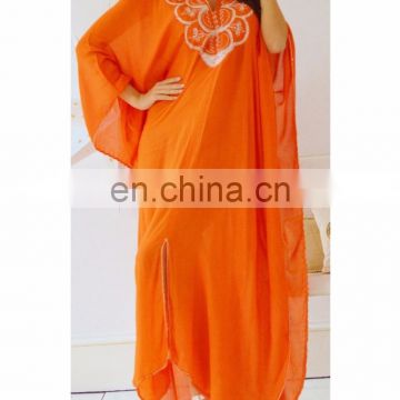 ORANGE EMBROIDERY BEACH WEDDING GOWN CAFTAN KAFTAN PAKISTANI DRESS FOR WOMEN