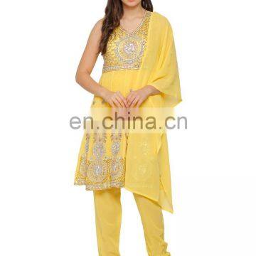 Fancy Yellow Indian Ladies Suit Ladies Punjabi Suits Cotton Punjabi Suits Ladies