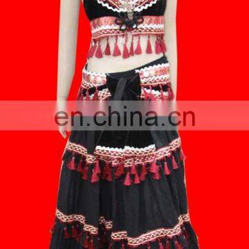 Three Tier Skirt With Tassel And Banarsi Trim