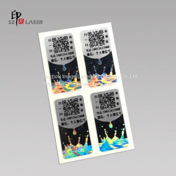 Round laser etched adhesive security hologram labels with serial numbers