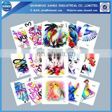 Custom colorful body art temporary sticker tattoo