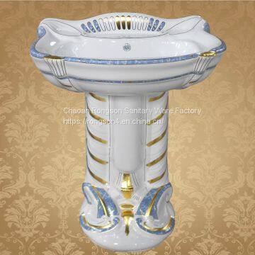 Luxury bathroom big size colorful two piece european ceramics hand wash basin made in china