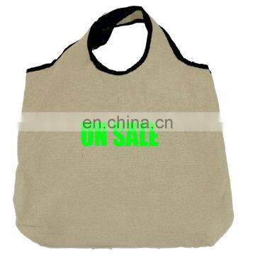 Wholesale Promotional Black Edge Handle Folding Single Shoulder Bags with Inner Pocket