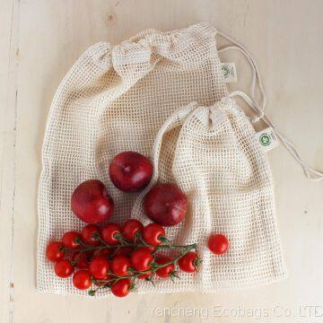 Reusable organic cotton produce bag - Plastic free eco friendly food grocery bag - Cotton mesh fruit and veg shopping bag - Katy Pillinger