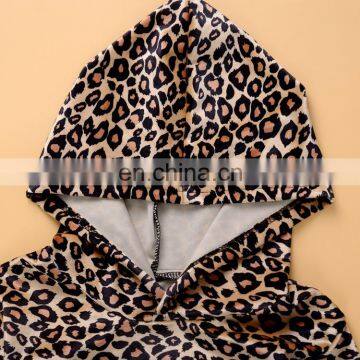 RTS Cheetah Print Hoodie Velvet Tracksuit Toddler Clothing Girl Winter Outfits photo-4