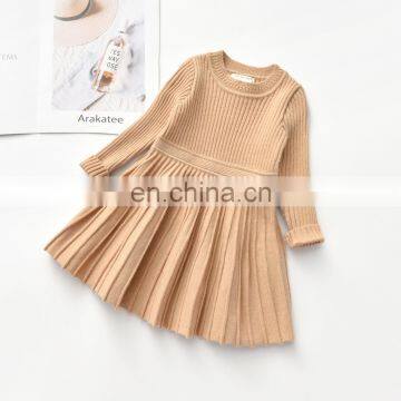 Girls Winter Dress Kids Ribbed Knit Sweater Dress Casual photo-2