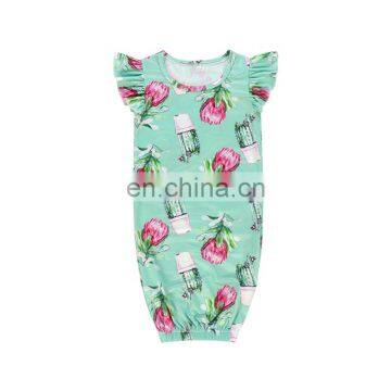 Floral Pattern Printing Newborn Baby Flutter Sleeve Sleep Gown Wholesale Baby Sleeping Bags. photo-3