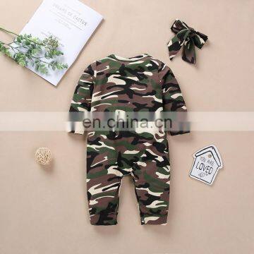 RST  Infant Toddler Autumn Newborn camo onesie 100% cotton baby jumpsuit infant cotton camouflage romper with headband outfit