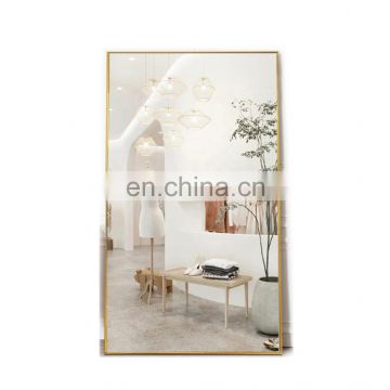 Wholesale large decorative gold aluminum metal framed luxury floor length mirror full size length body wall dressing room