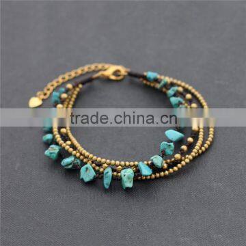Turquoise beads string bracelet jewelry XE09-0238