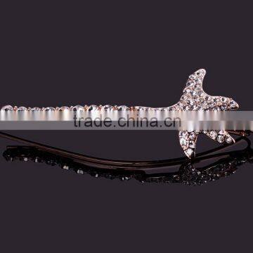 2015 new model FY-0086 five angle star full diamond metal hair clip barrette wholesale