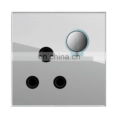 Type 86 South Africa Standard 3-Pin Wall Socket With Switch Tempered Glass Panel Socket And Switch Electrical 15A