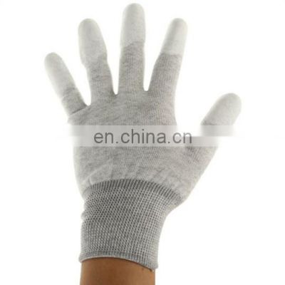 13Gauge Carbon Fiber Fingertips PU Coated  ESD Top Fit Gloves