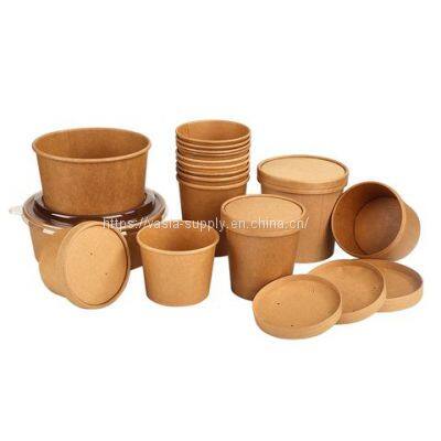 Paper bowl for hot soup Kraft paper cup eco friendly food packaging disposable soup cup