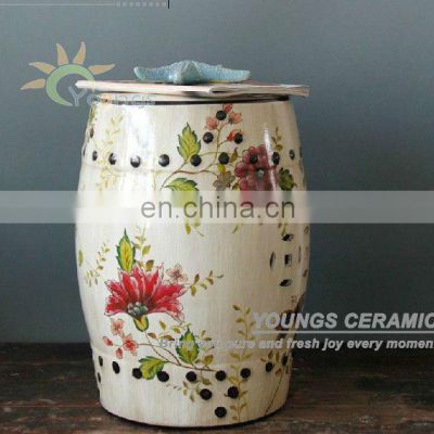 Beautiful White Chinese Ceramic Porcelain Flower Garden Stool Seat