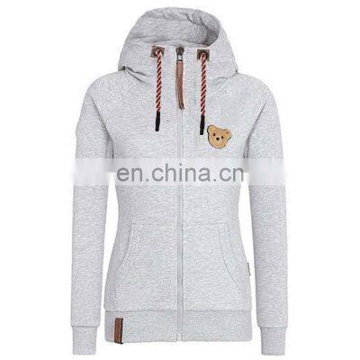 Wholesale Custom Brand Ladies Plus Size Casual Top Crop Hooded Slim Cardigan Jacket DIY Guillotine Bear photo-4