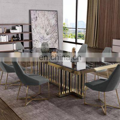 Italian Marble Dining Table and Chair Set Postmodern Simple Rectangular Light Luxury INS Style Household