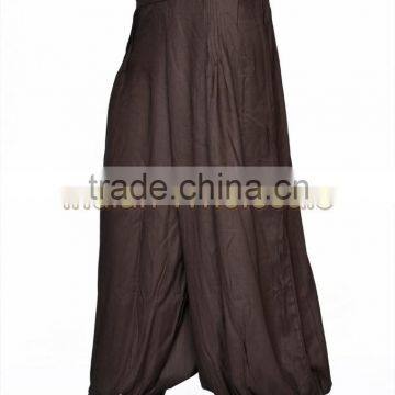 Indian Women Rayon Brown Color Harem Pants Causal Trouser Yoga Dance Baggy Hippie Genie Casual Pants 2007BR