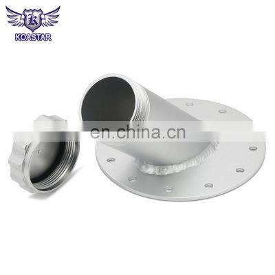 125cm Aluminum Billet 45 Degree Fuel Cell Fast Filler Neck With Mounting Hole 12 Bolt Flange