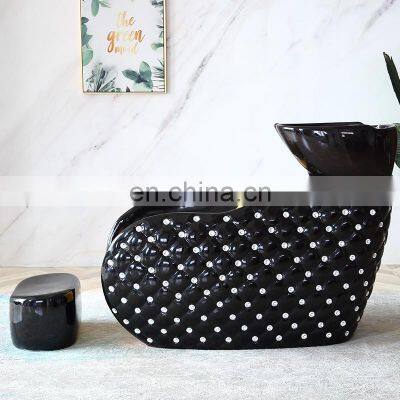 Fashionable Adjustable Black Beauty Salon Furniture Full Lay Down Back Wash Unit Hair Wash Shampoo Bowl Sink Chair photo-4