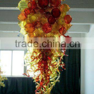 Orange Blown Glass Ball Chandelier