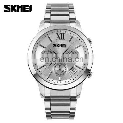 SKMEI 9097 Branded Stainless Steel Watch Japan Movement Quartz Watch Reloj Quartz Qatch Luxury Men Watch for Business