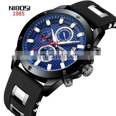 NIBOSI 2333 Waterproof Silicone Watches Men Wrist Luxury Business Watch Relojes