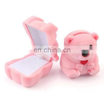 Lovely Velvet Gift Box Cute Bear Jewelry Box Wedding Ring Box Necklace Ring Case Earrings Holder for Jewelry Display