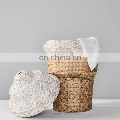 European Style Natural Water Hyacinth Ice Cream Cone Hamper Laundry Storage Basket With Lid Best Price Vietnam Supplier photo-2