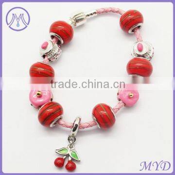 handmade DIY beads wrap leather bracelet made in shenzhen