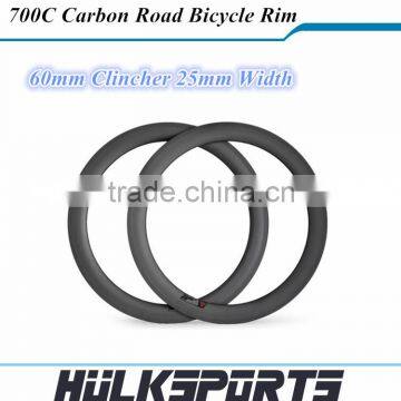 carbon fiber wheels Full Toray T700 carbon fiber Chinese Wheels 60mm Profile Clincher Rim New Fashion Of 25mm width carbon rim