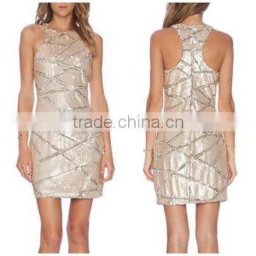 2015 Customized Plus Size Women Sequined Sleeveless party dress