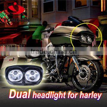 Waterproof & dustproof 12v 24v 45w 90w black led daul headlight with angleeye for harley davidson Daymaker Road glide 2004-2013