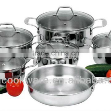 11pcs Premium Quality Tri-ply Stainless Steel Cookware Sets with casting handle and induction bottom