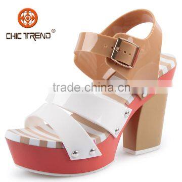 2015 new designs high heels sandals platform melissa shoes pvc jelly sandals cheap plastic shoes