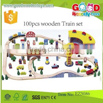 continued selling FSC wooden toys train for children OEM 100pcs wooden train set EZ5086                        
                                                Quality Choice