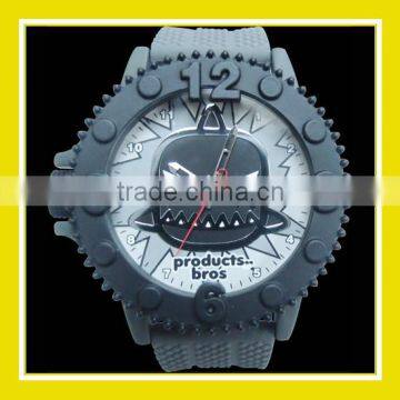 2016 Popular Products Bros Mr Shark Men Waterproof PVC Band Rubber Wrist Grey Watch