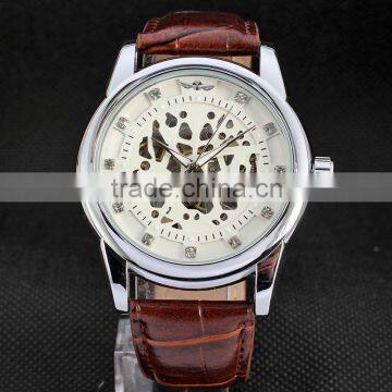 Vogue Leather Strap Watch Fashion Casual Men Skeleton Mechanical Watches Clock Male Relogio Masculino Wristwatches Erkek Saat photo-5